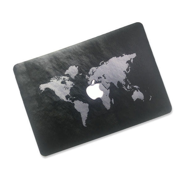 Blackmap With Apple Cut Out Logo - Macbook Case - Macbook Air Pro 13" inch  + Free Keyboard Cover