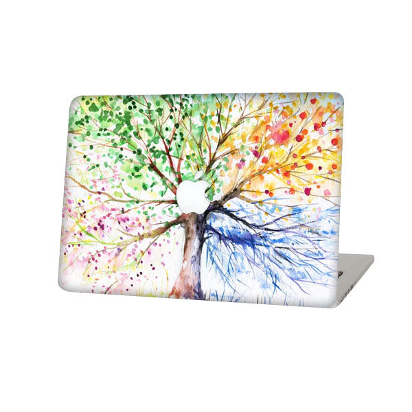 4Tone Tree With Apple Cut Out Logo - Macbook Case - Macbook Air Pro 13" inch  + Free Keyboard Cover